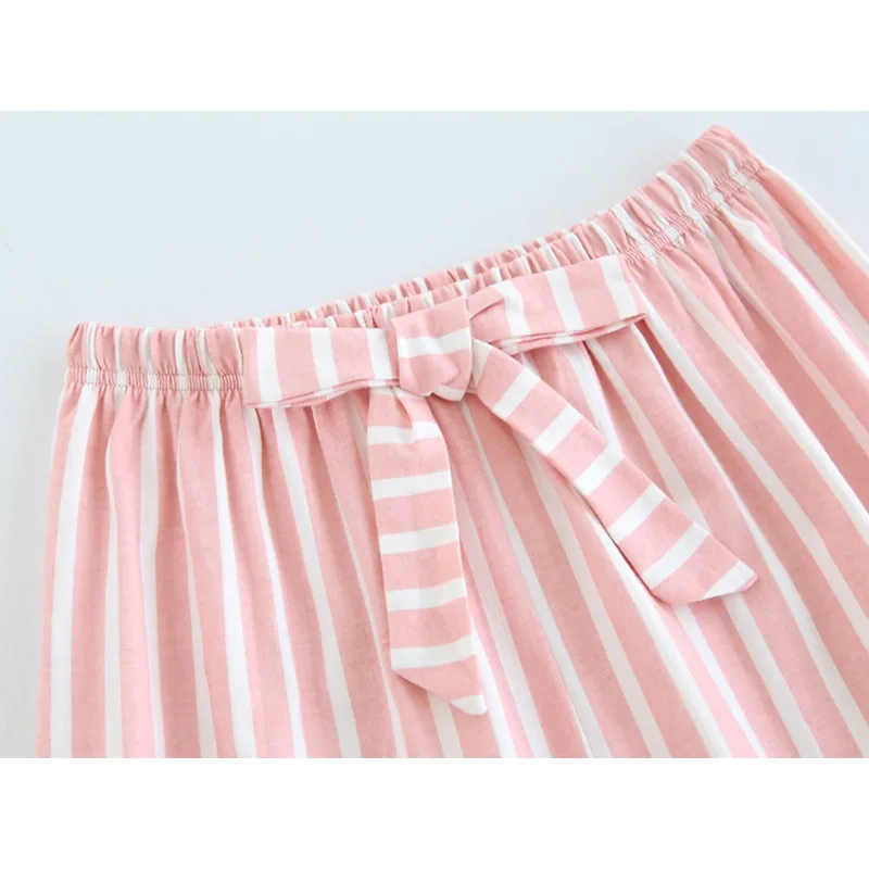

2019 Autumn Casual Striped 100% Cotton Pajama Sets for Women Long Pants Sleepwear Suit Pyjama Homewear Pijama Mujer Home Clothes