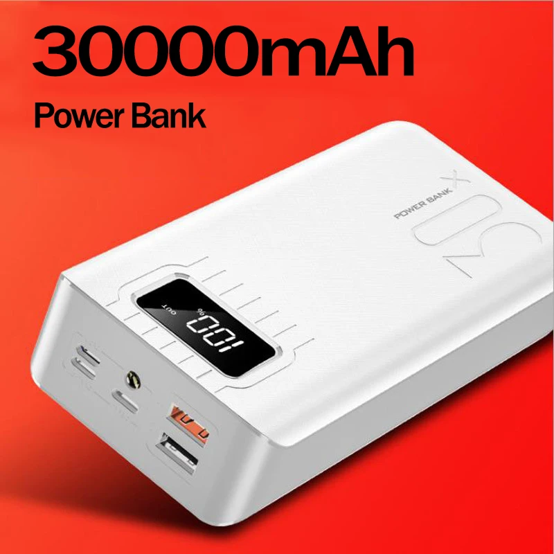 Большая емкость 30000 мАч Мобильный Внешний аккумулятор для мобильного телефона lcd
