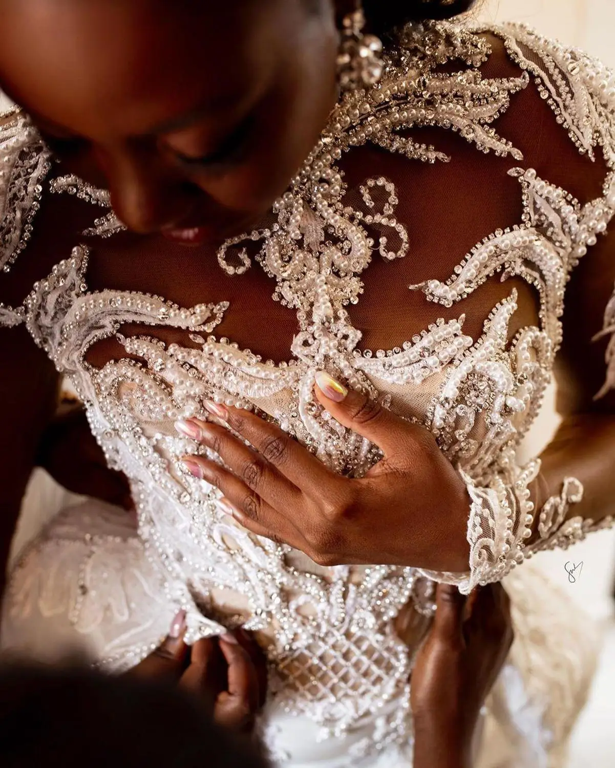 

Arabic Aso Ebi Luxurious Lace Beaded Wedding Dress 2020 Long Sleeves Plus Size Mermaid Bridal Gowns vestidos de novia
