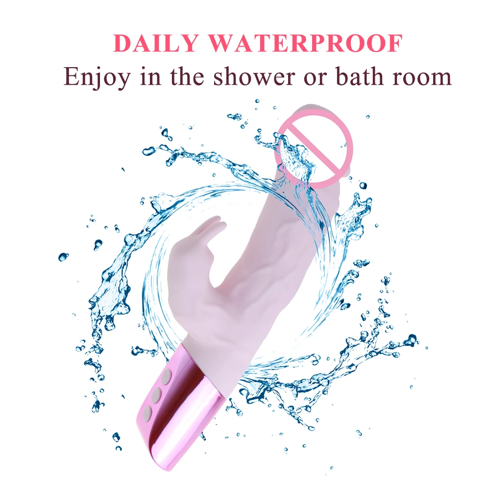 Фаллоимитатор с заячьими ушками для стимуляции клитора водонепроницаемый