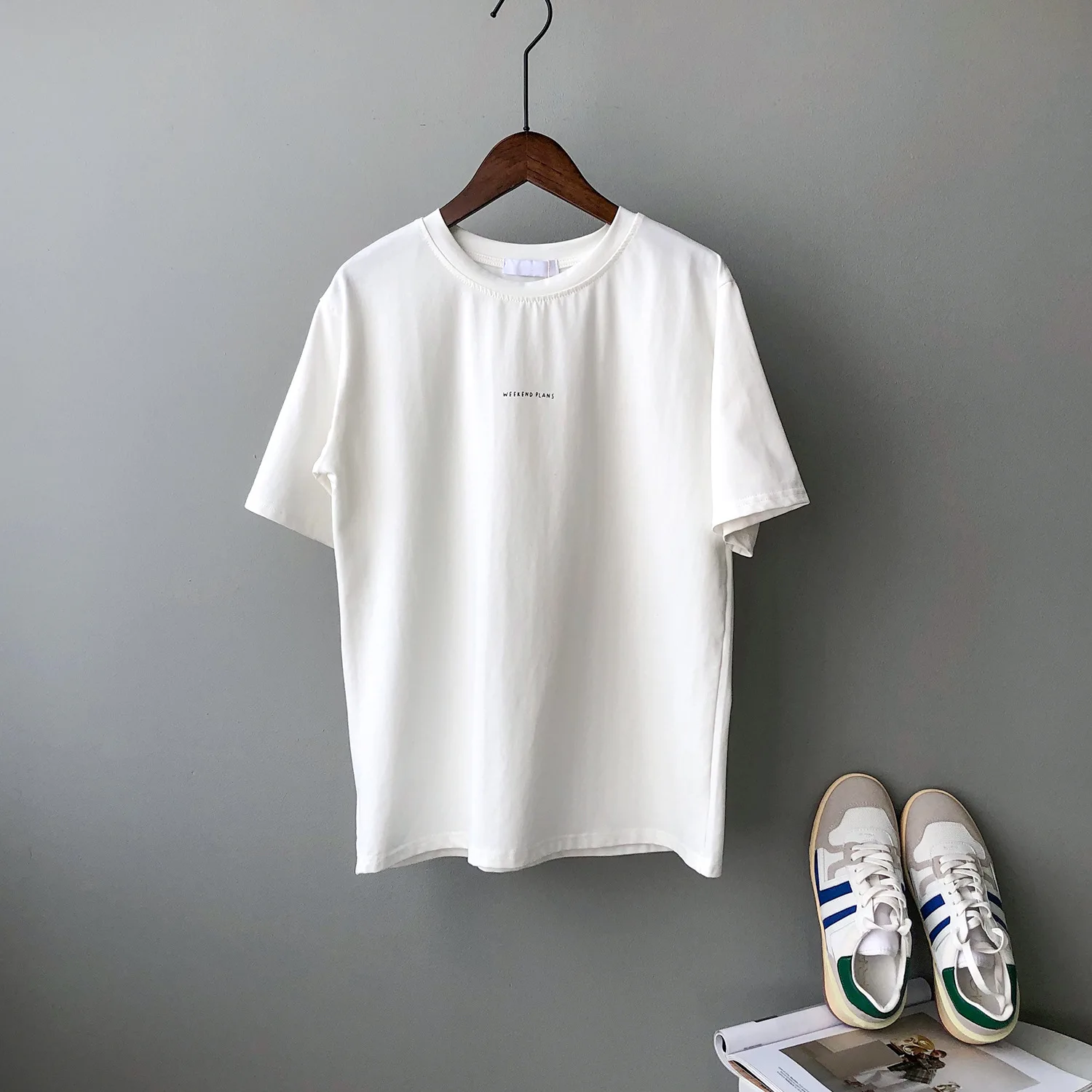 

Basic Short Sleeve T-shirt for Women 2021 Spring New Korean Round Neck Simple Letter Print Top Female