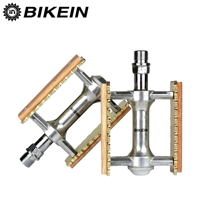 Велосипедные педали BIKEIN MTB классические деревянные в стиле ретро с плоской