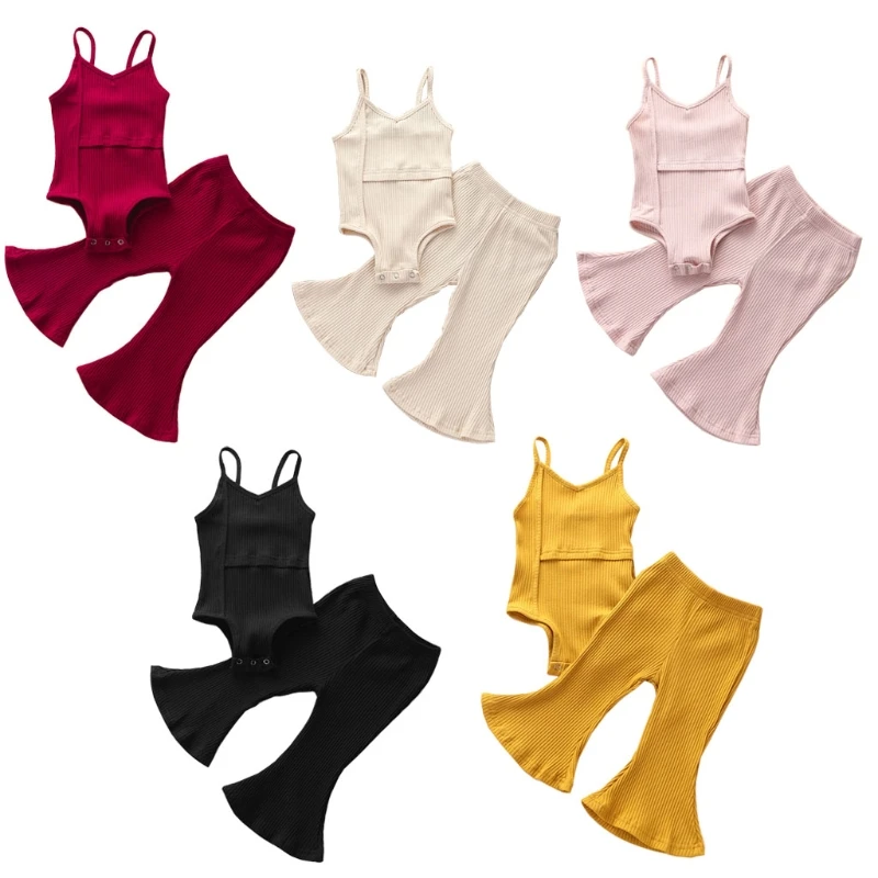 

Toddler Girl Halter Bell Bottom Pants Fits for Girls from Toddlers to Kids