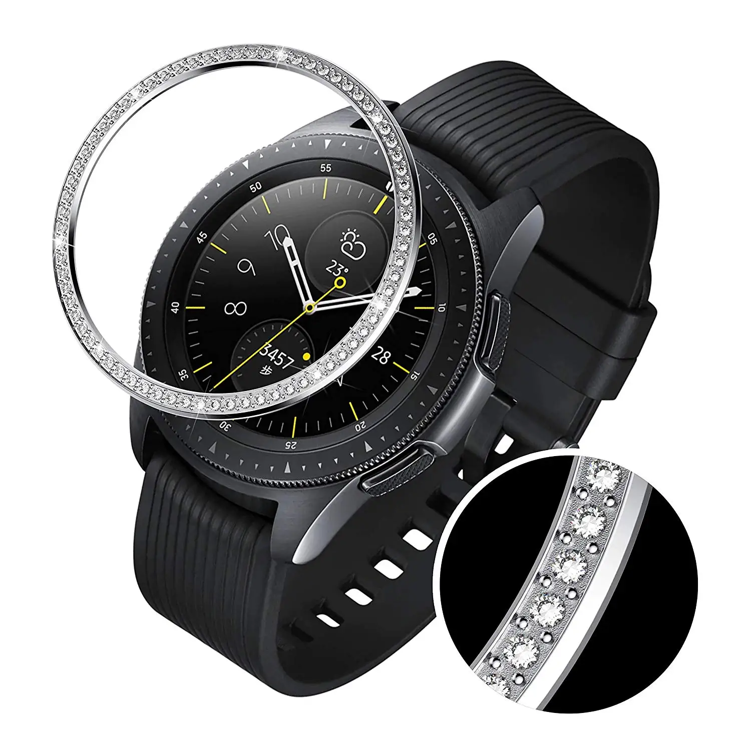 Бриллиантовая оправа кольцо для samsung Galaxy Watch 42 мм 46 мм металлический ободок кольцо клеющаяся крышка чехол для samsung gear S3 Classic/Frontier