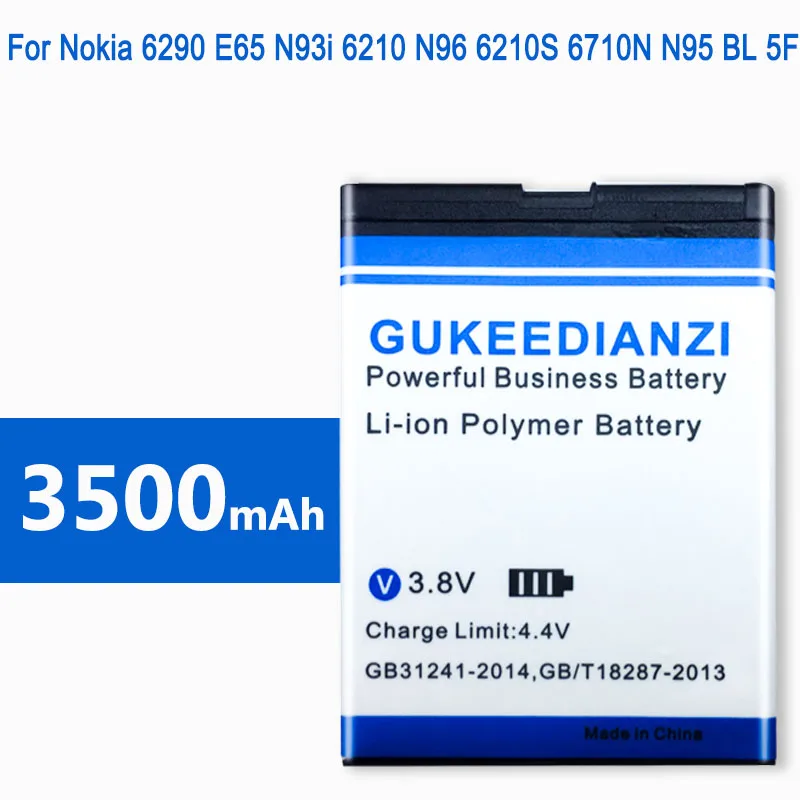3500 мАч литий ионная Расширенная BL 5F BL5F телефон Батарея для Nokia N72 N78 N95 N93i E65 6210 6260S 6290