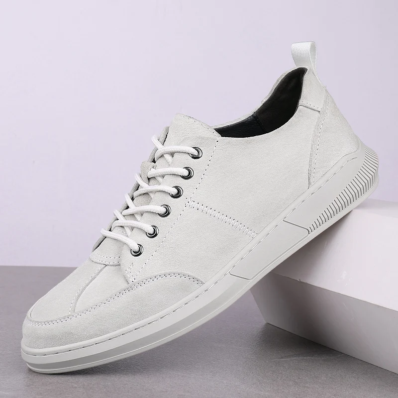 Кроссовки мужские из коровьей замши на шнуровке повседневная удобная обувь