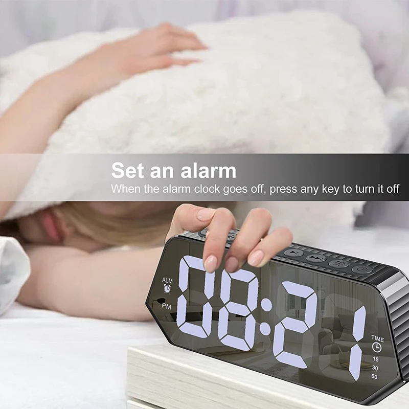 Digital Alarm Clock Large Display With Sound Machine White Noise For Bedroom Living Room | Дом и сад
