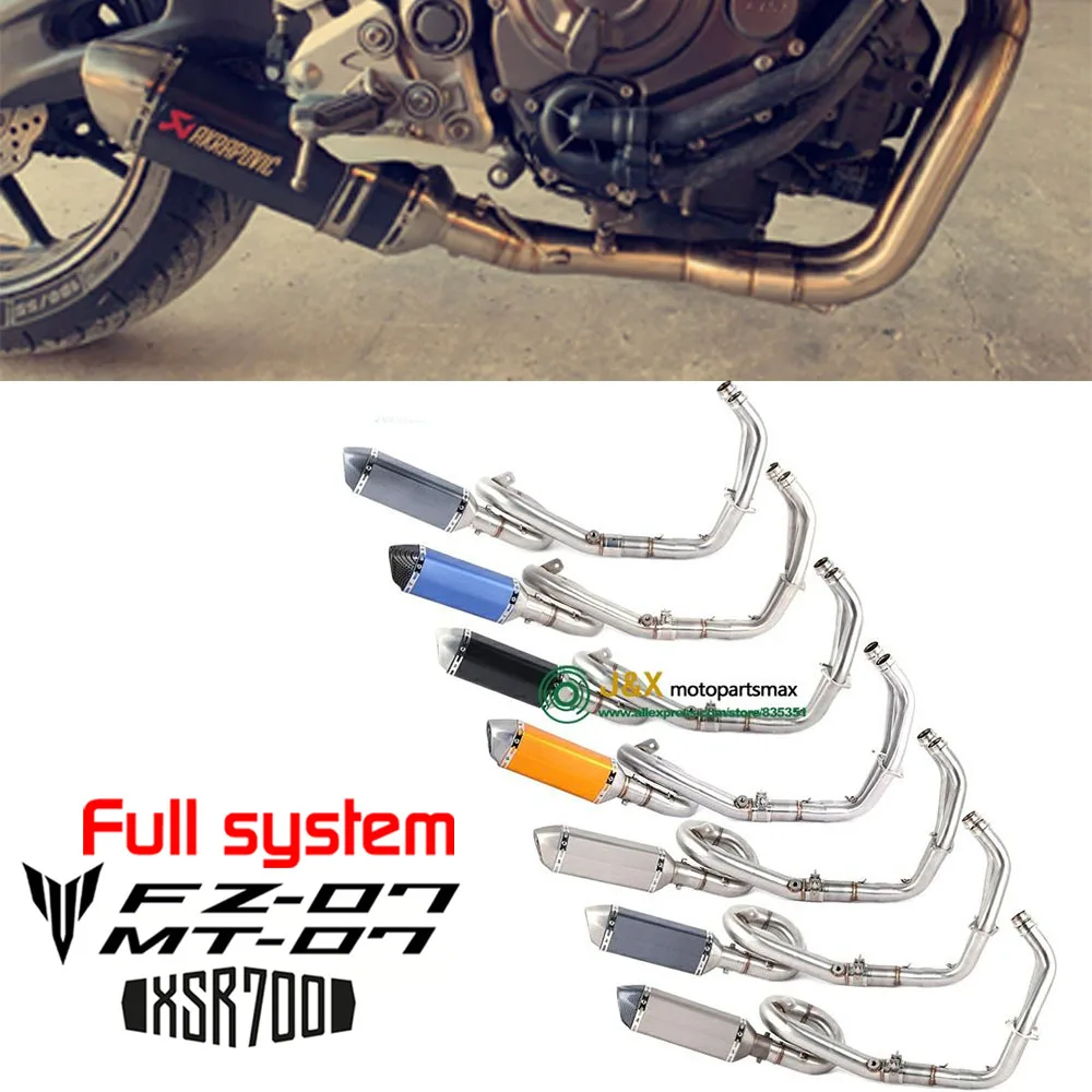 Слипоны для Yamaha Mt07 Fz07 Mt Fz 07 2014 2015 2016 2017 Xsr700 средняя звеньевая труба мотоциклетная