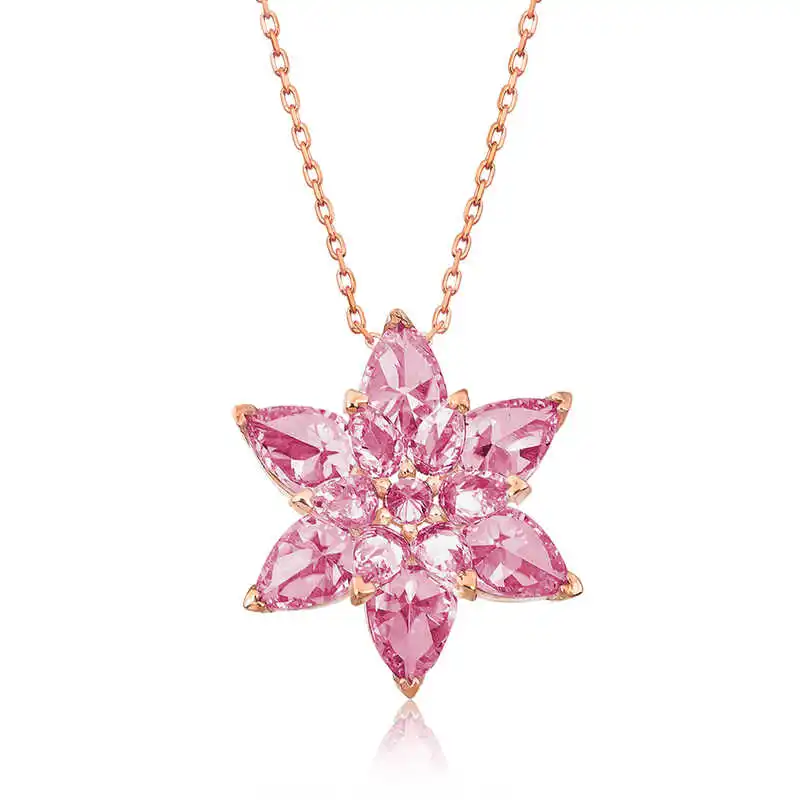 

Silverlina Silver Pink Lotus Flower Necklace