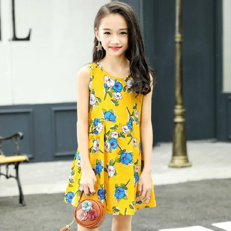 Summer Girls Dress Cotton Bohemian Floral Tunic Beach children kids casual Sundress For 4 6 8 10 12 14 Years Plus Size | Детская одежда