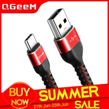USB кабель QGEEM типа C для быстрой зарядки Samsung Galaxy S8 Huawei Mate 20 Xiaomi Type