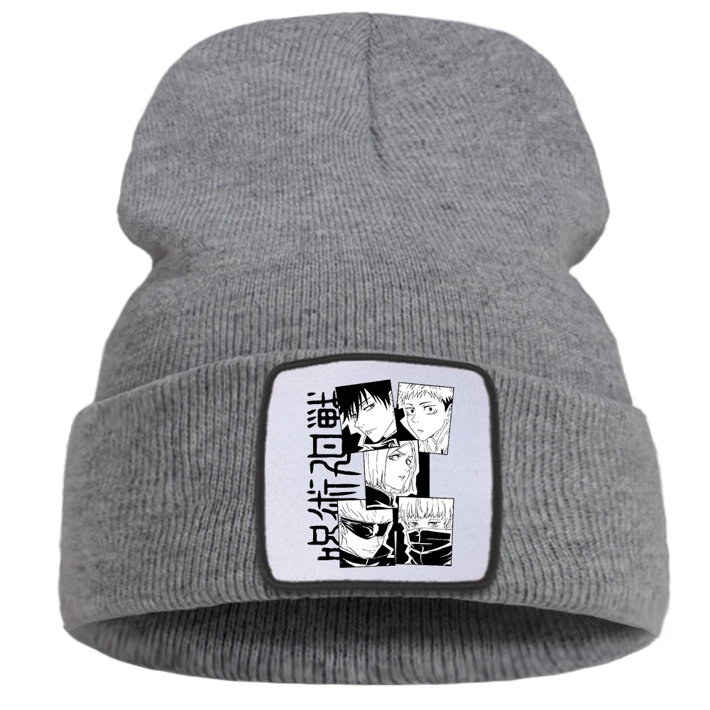

Hat Winter Jujutsu Kaisen Manga Men Caps Knitted Cartoon Harajuku Japan Anime Warm Balaclava Beanie Hats For Women