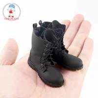 16 scale male black coffee solid mid high boots martin boots leather combat boots for 12 inch detachable soldier action figures