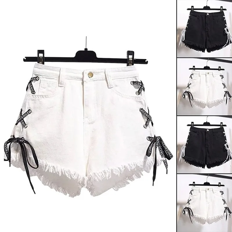 

New Ladies Shorts Solid Color Fashion Street Style Denim Shorts Summer Casual Large Size Was Thin Wide Leg Ladies Shorts