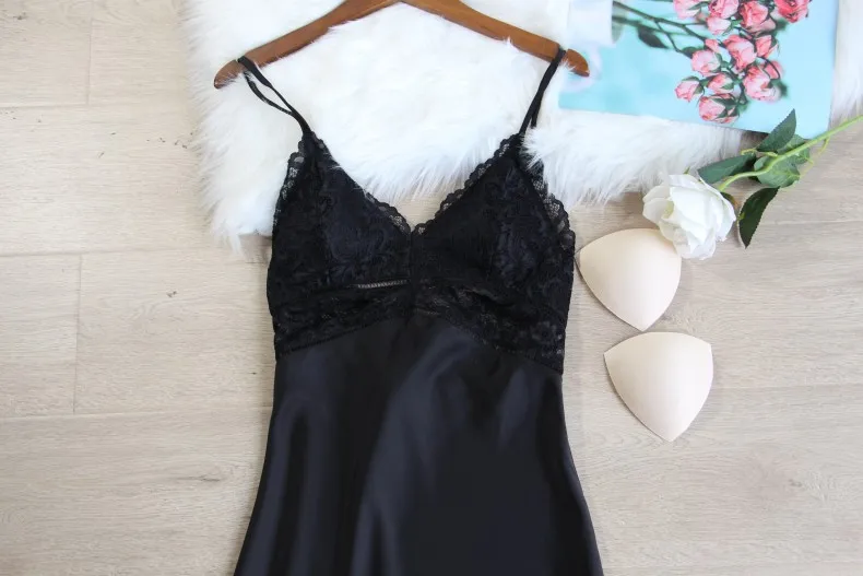 

Chemise Sleepwear Satin Ice Silk Spaghetti Strap Nightgown Nightdress V-Neck Sleeveless Sleepdress Summer Kimono Dressing Gown