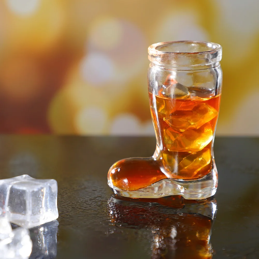 

4pcs Boots Shaped Glass Cup Creative Transparent Water Cup Heat Resistant Glass