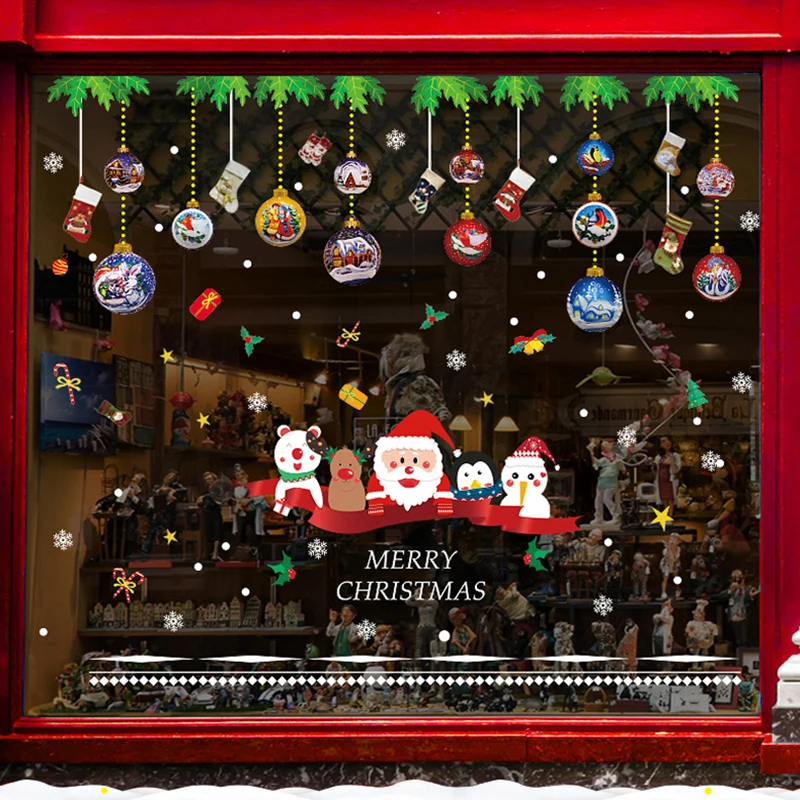 6 стилей оптовая продажа Новогодняя 3D наклейка на дверь водонепроницаемый постер