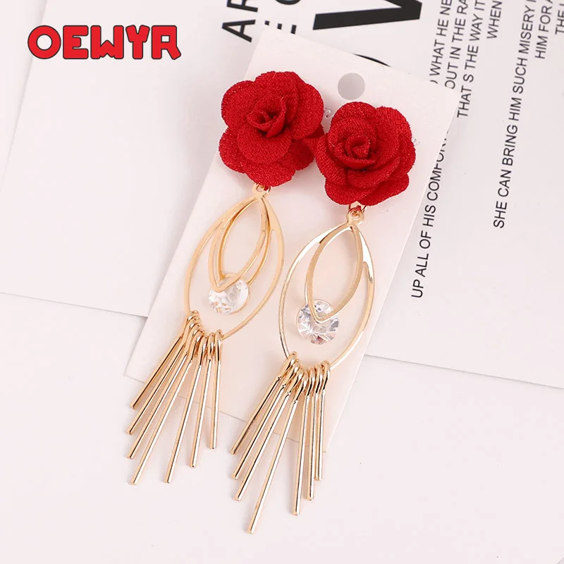 OEWYR 2019 корейские разноцветные женские серьги ручной работы с цветами в богемном