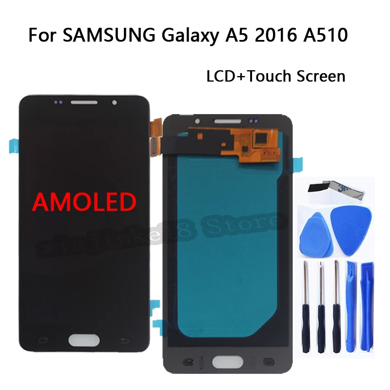 Купи ЖК-дисплей AMOLED для SAMSUNG Galaxy A5 2016 A510, сенсорный экран, дигитайзер, запчасти для телефона Samsung A510 A5 2016, набор для ремонта экрана за 2,821 рублей в магазине AliExpress
