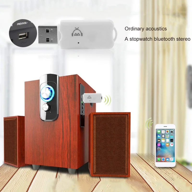 

EOENKK USB Bluetooth Audio ReceptionAdapter Bluetooth Stick Speaker Emitter Little Blue Cap BT470 is suitable for allUSBspeakers