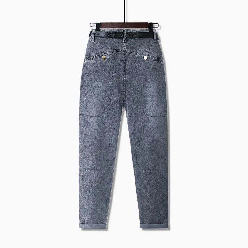 

Plus Size High Waist Jeans for Women Loose Slimming Spring New Retro Mom Harem Pants Wide Leg Cropped Trouse 2021 Denim Jeans