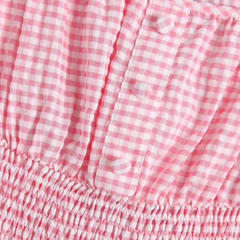 

Sexy Women sleeveless Maxi Dress Fashion Spaghetti Strap Plaid print dresses High waist Vestidos Club 2021 Summer YNZZU 1D069