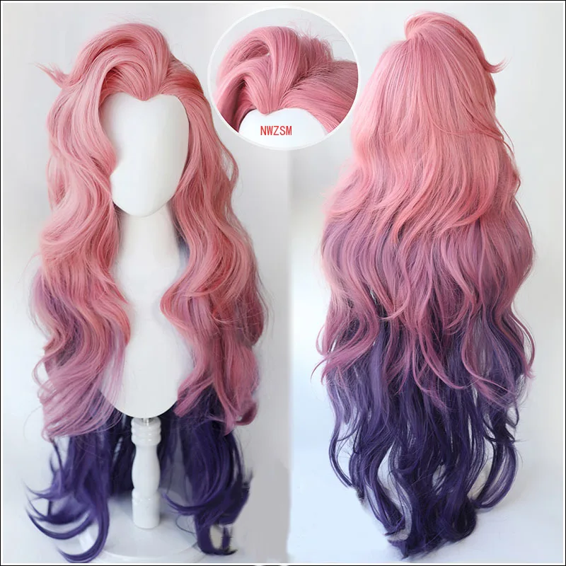 

Парик для косплея LoL KDA Seraphine Женский, свободные прямые Розовые Смешанные фиолетовые термостойкие синтетические волосы