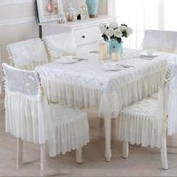 white lace table cloth european embroidery cover towel chair cover wedding dinning chair cushion table set decorating