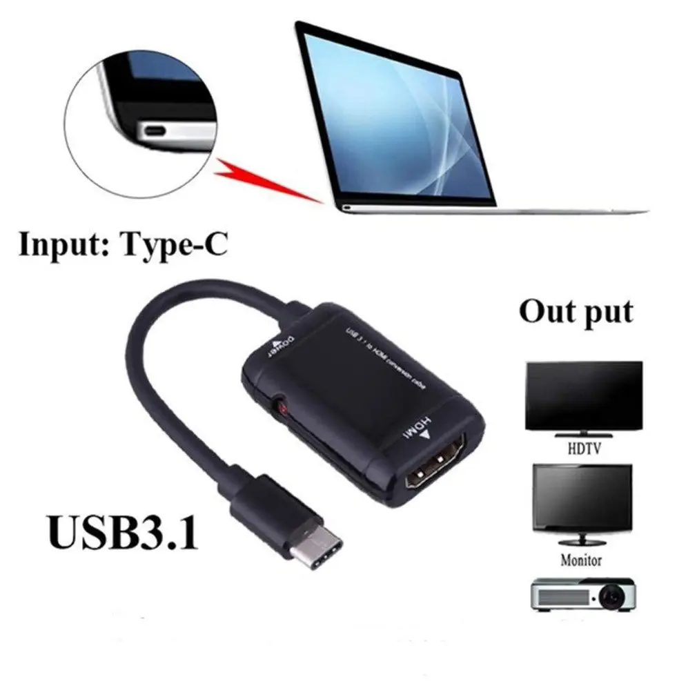 USB-C разветвитель типа C к HDMI с функцией порта питания USB 3 1 Type конвертер папа