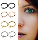 Поддельное кольцо для носа 16 г, ювелирное изделие для тела, 2 шт., готическое панк кольцо для губ, ушей, зажим для носа, ложная перегородка, кольцо для пирсинга носа, обруч для губ, кольца, серьги