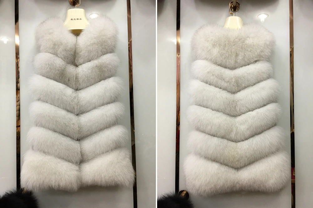 Jancoco Max, новинка, Длинный жилет из натурального Лисьего меха, Осень-зима, теплый, 6 рядов, жилет, женский, Повседневный, мягкий, жилет, высокое качество, S7167