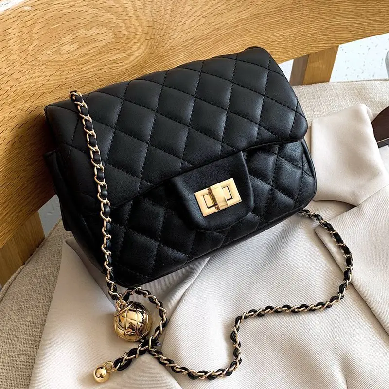 

Golden ball small Xiangfeng Lingge chain bag 2020 new trend women's bag net red same bag slanting across square fat bag