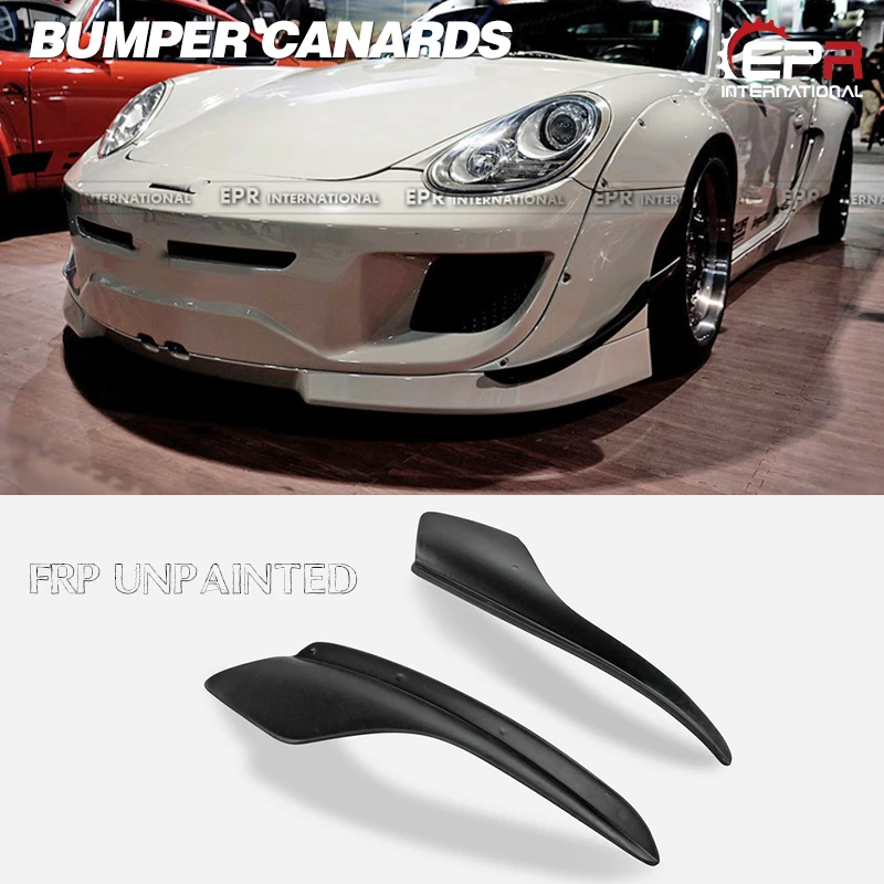 

For 09-12 Porsche Cayman 987.2 Gen II Facelift RB Style Fiber Glass Front Bumper Canard 2Pcs FRP Unpainted Body Kit