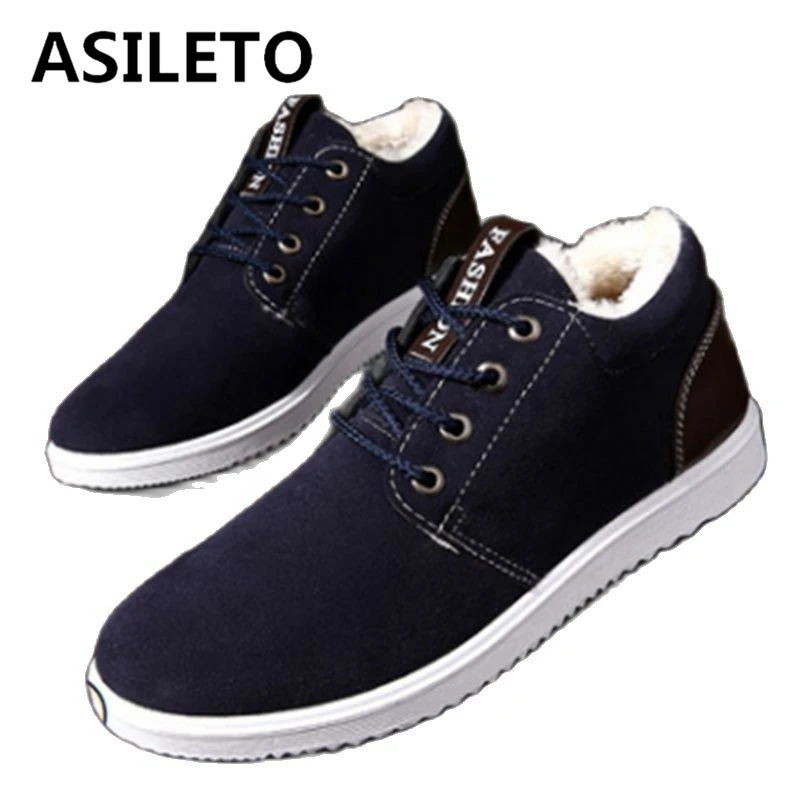 

ASILETO Hot Selling Men's Sports Shoes 2021 Autumn Winter Warm Frosted Plush Sole Plus Size 39-44 Retro Casual Boots F1439