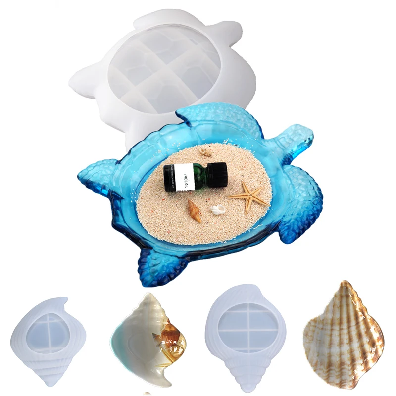 Big Sea Turtle Dish DIY Silicone Mold Marine Life Shell Conch Mold Resin Tray Plate Mould Beach Decoration Resin Crafts