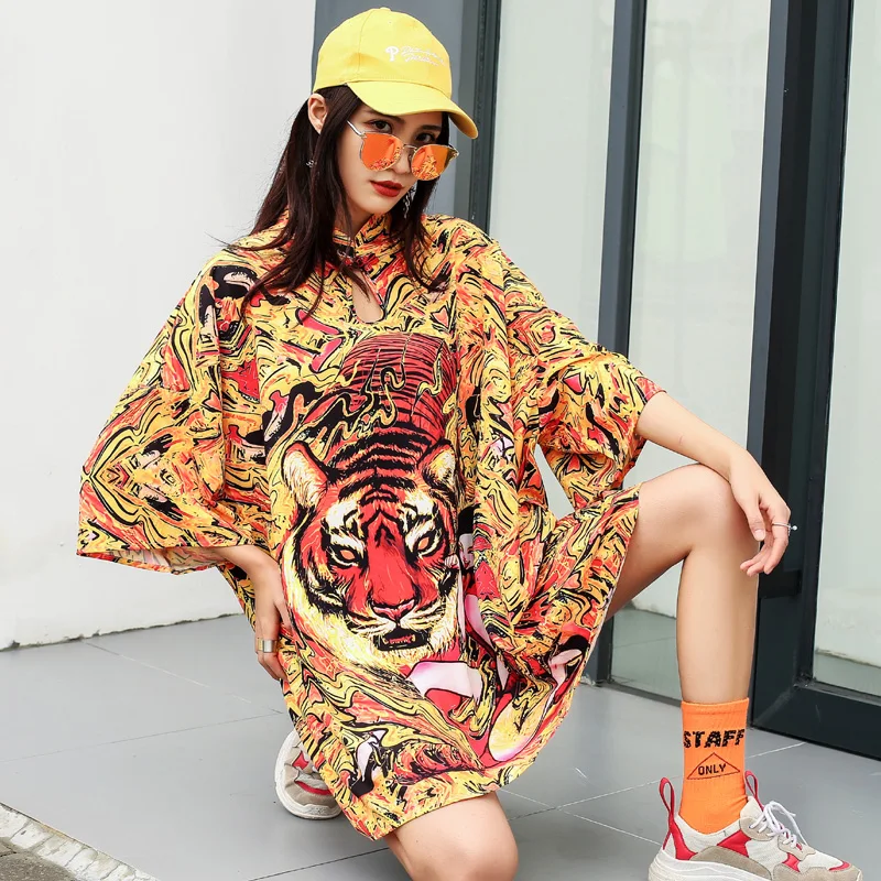 Loose cheongsam new summer fashion girl large size buckle top Chinese style improved dress | Женская одежда