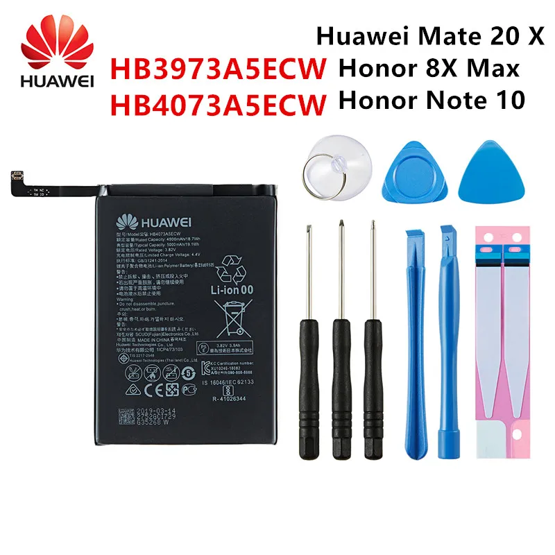 Фото 100% Оригинальный аккумулятор Huawei HB4073A5ECW HB3973A5ECW 5000 мАч для HUAWEI Honor Note 10/Honor 8X Max /Mate 20X 20