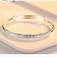 womens round carved star silver bracelet ethnic style 999 push pull bracelet jewelry for girlfriend and lovers birthday gift