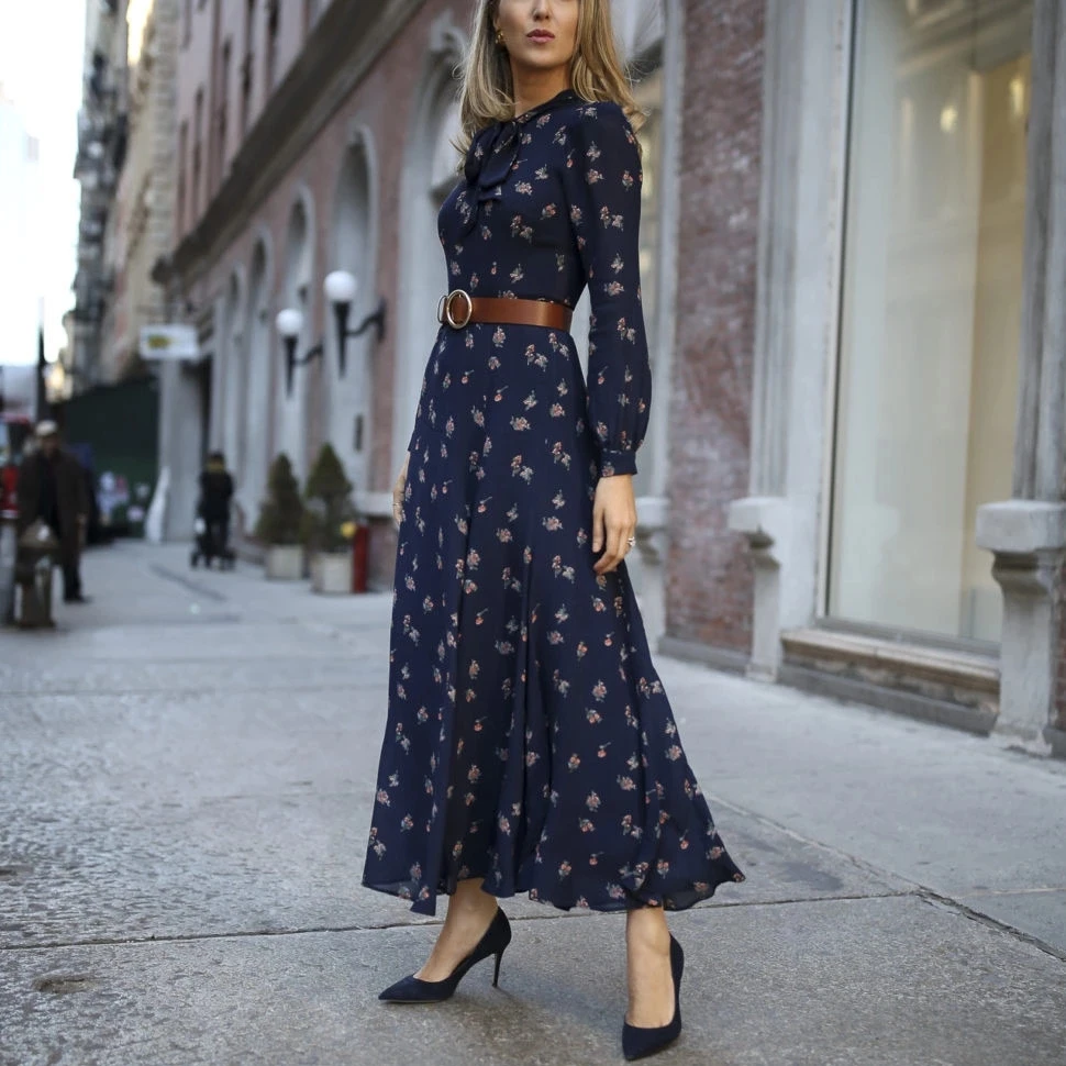 Shein модное эластичное платье с круглым воротником длинными рукавами и MS высокой