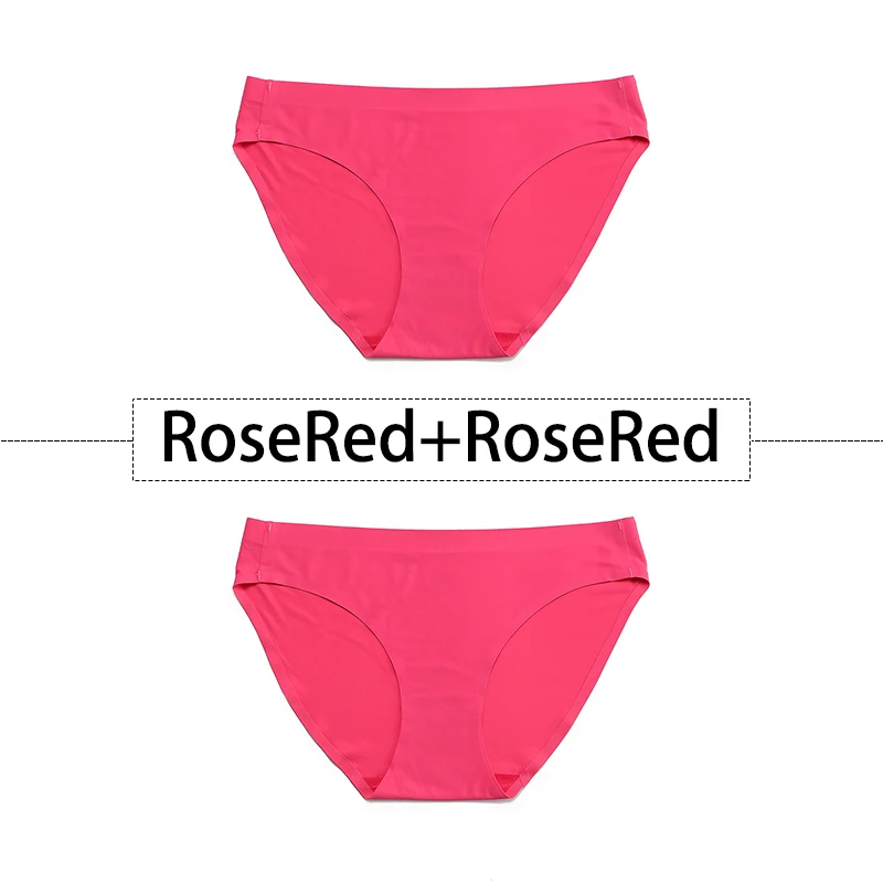 RoseRed-RoseRed 2 шт./партия, открытый Шелковый бесшовный трусики для женщин, нижнее белье сексуальные плавки, цельное нижнее белье с открытой спиной и низкой посадкой, женское XS-L, большие размеры США - Цвет: RoseRed-RoseRed