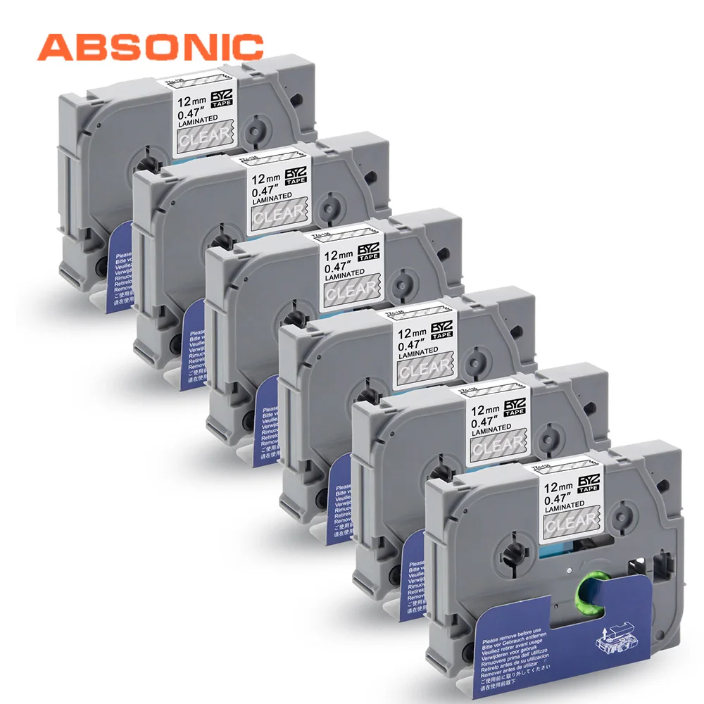 Absoonic 6 шт TZe 135 белый на прозрачной заправке этикеток лента совместимая Brother P touch CUBE