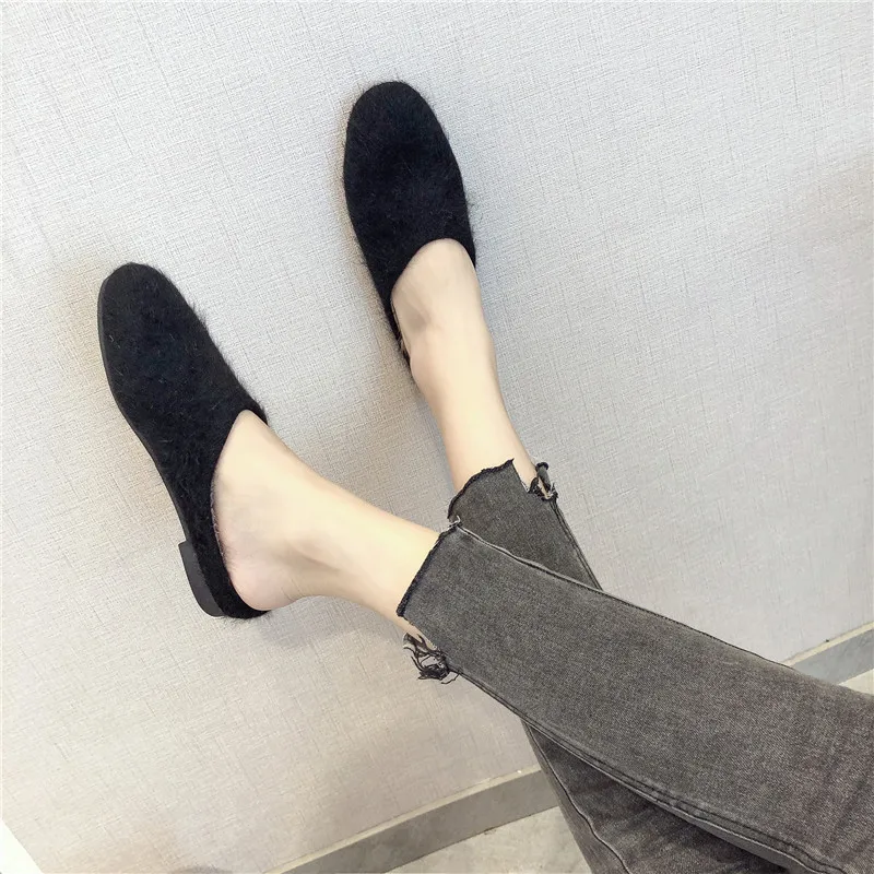 Слипоны из меха норки женские Зимние удобные мокасины лоферы с закрытым носком