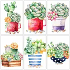 Алмазная вышивка суккуленты, кактус, квадратные Стразы мозаичный цветочный горшок