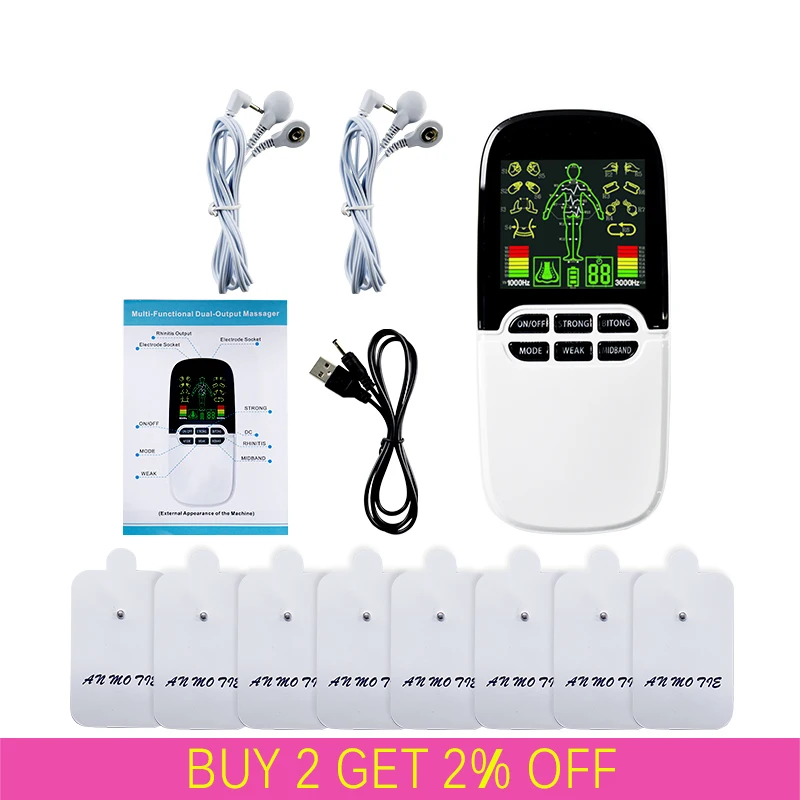 Десятки/EMS Dual Выход Электрический массажер для ног массаж Акупунктура пульса
