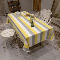 polyester yellow stripes tablecloth rectangle table cover cloth for kitchen dinner room restaurant wedding party decoration