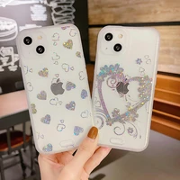 phone case cover for apple iphone 7 8 plus 13 11 12 pro max xr xs luxury glitter laser love heart clear shockproof cases shell