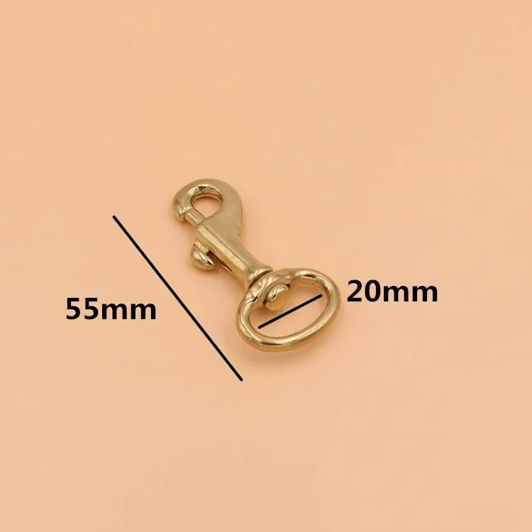 55x20mm 5 шт. Твердый латунный триггер вертлюжный рым крюк с карабином для лямки кожаный мешочек ручного изготовления ремень крюк застежка ПЭТ карабин для собачьего поводка - Цвет: 55x20mm