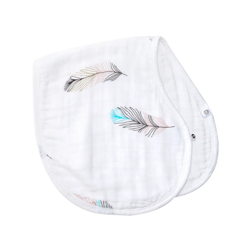 feather Muslinlife 1 в упаковке бамбуковые хлопковые муслиновые Нескользящие классические борфы, нетоксичные защитные бороданые нагрудники для новорожденных 6 слоев толщиной - Цвет: feather