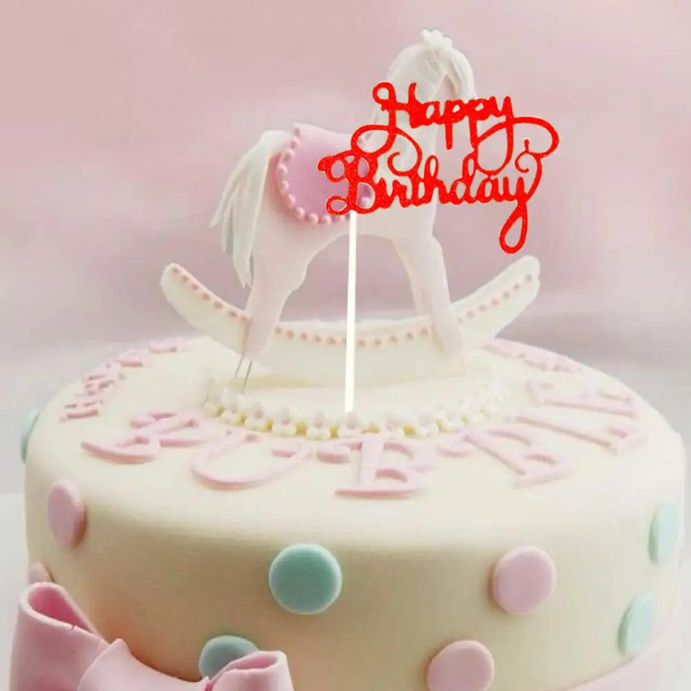Christmas children Birthday cake card Glitter 3D Paper Happy Cake Topper Cupcake Dessert Decor Supplies insert @30 | Дом и сад