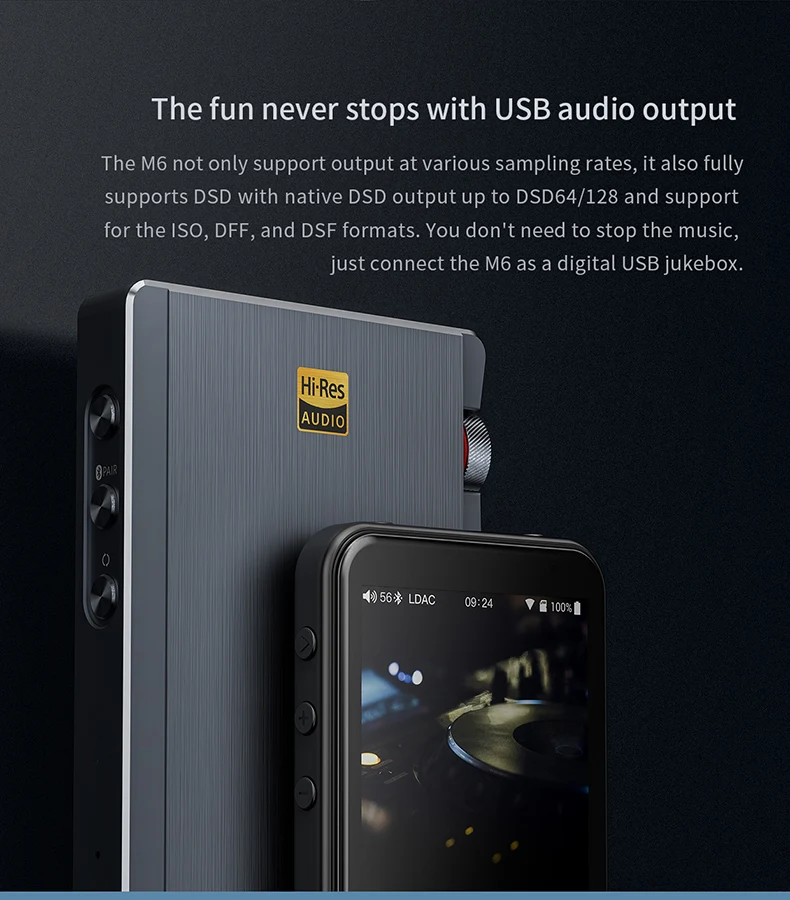Музыкальный плеер FiiO M6 Hi-Res на базе Android с aptX HD, LDAC HiFi Bluetooth, USB аудио/ЦАП, поддержкой DSD и WiFi/Air Play